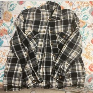 Oversized black yellow & white plaid button-up shirt. only wore a few times.